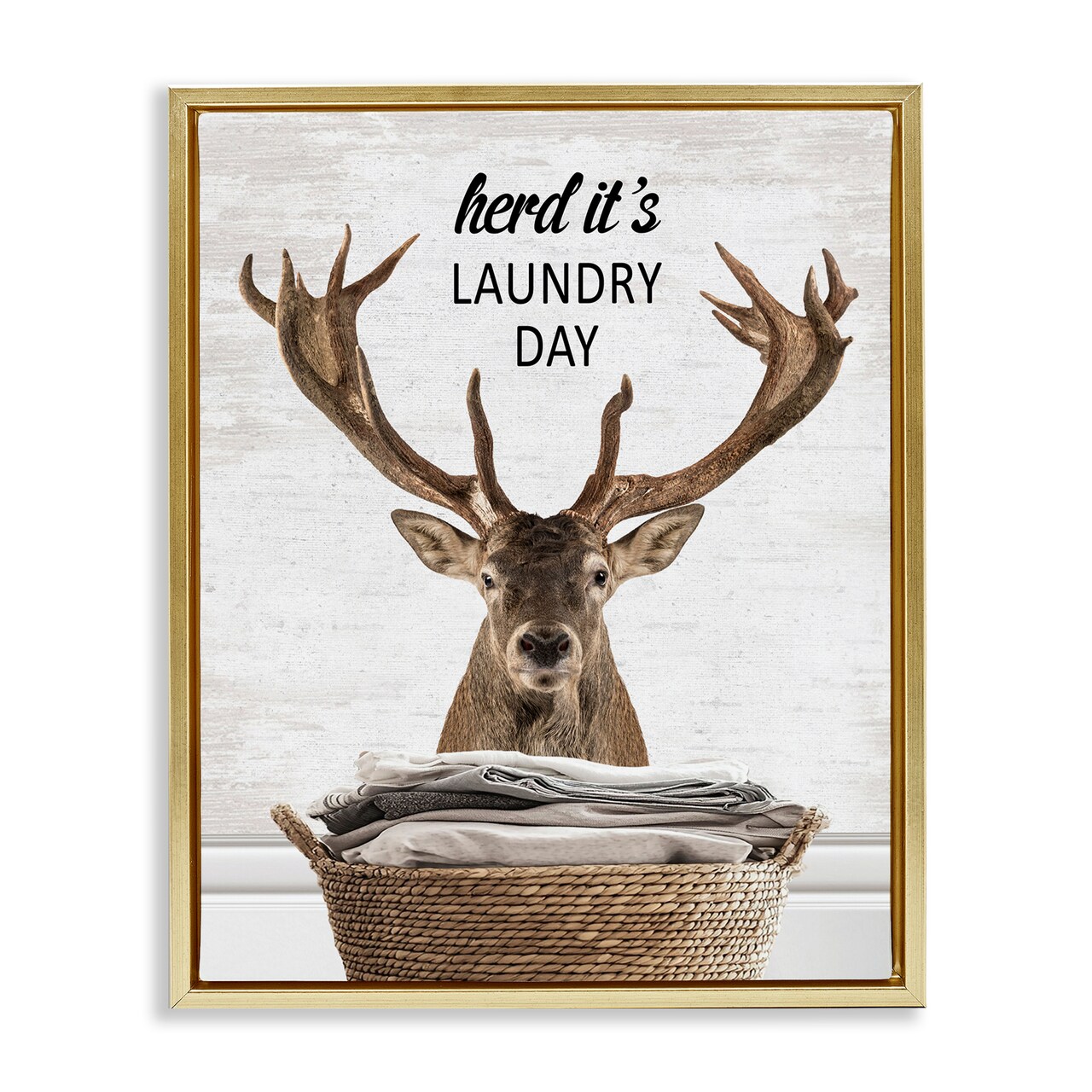 Stupell Industries Herd It's Laundry Day Elk Floating Frame Design by Lettered and Lined